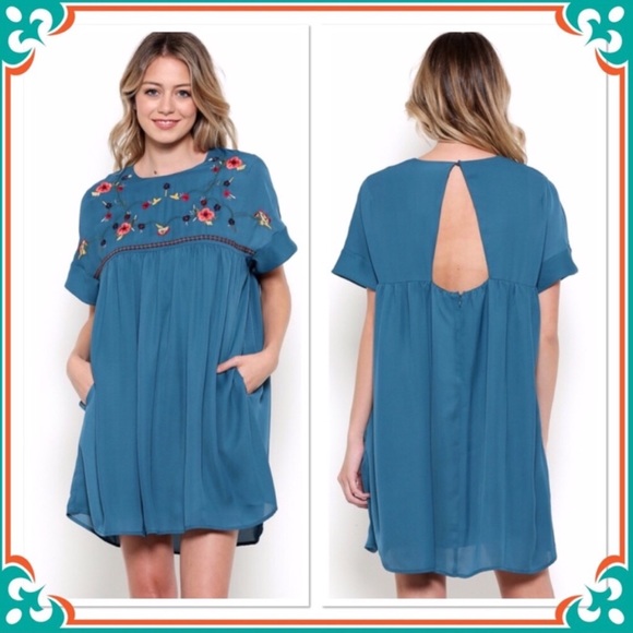 Babydoll Embroidered Boho Dress (only 1 left) - Picture 1 of 5